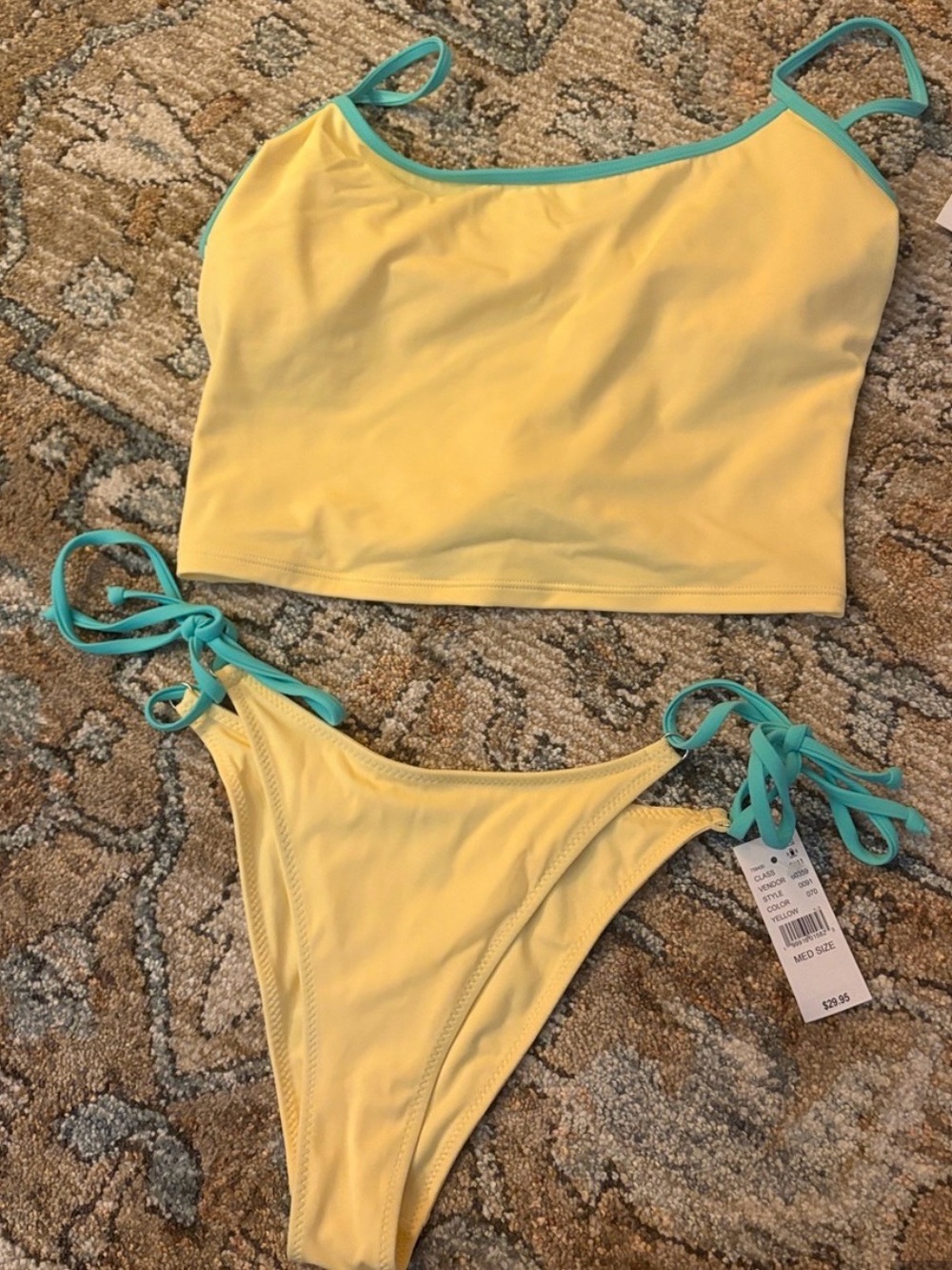 PacSun Yellow and Teal Two-Piece Bikini Set